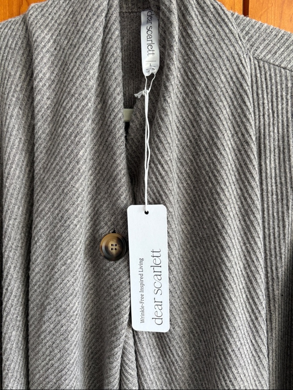 Open-Front Ribbed Cardigan Sweater - Gray - Picture 2 of 4